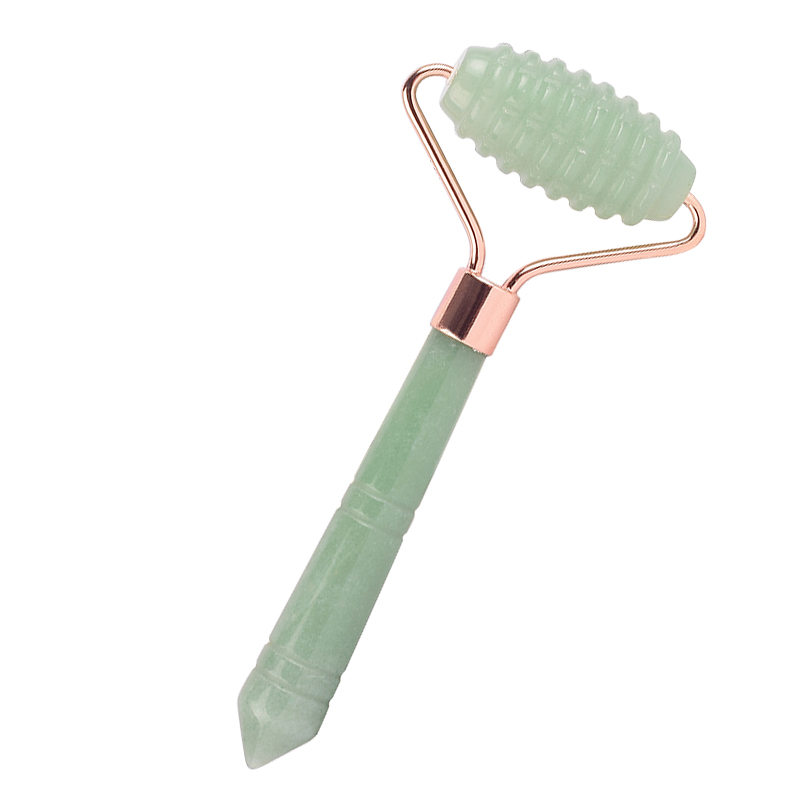 Single-end Green Aventurine Spike Roller Natural Green Aventurine Stone Facial Massager Tool for Anti Aging, Reduce Wrinkles, Improve Lymphatic Drainage