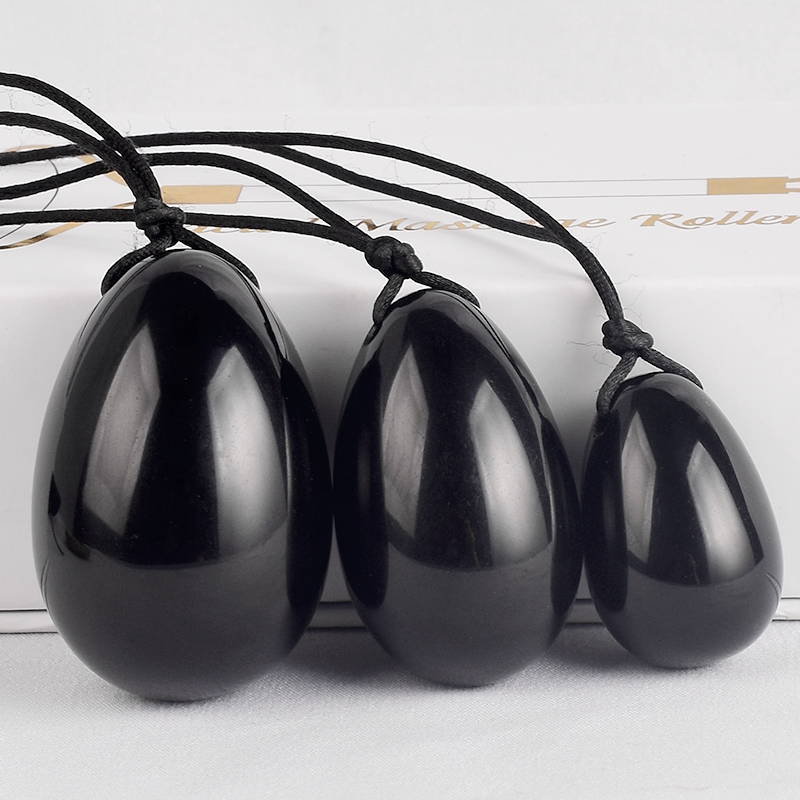Black Obsidian Jade Yoni Eggs, Black Obsidian Massage Kegel Jade Egg for Women PC Muscle Training